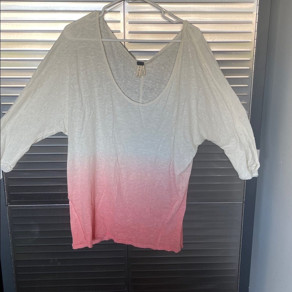 Free People Pink and White Ombre Top
